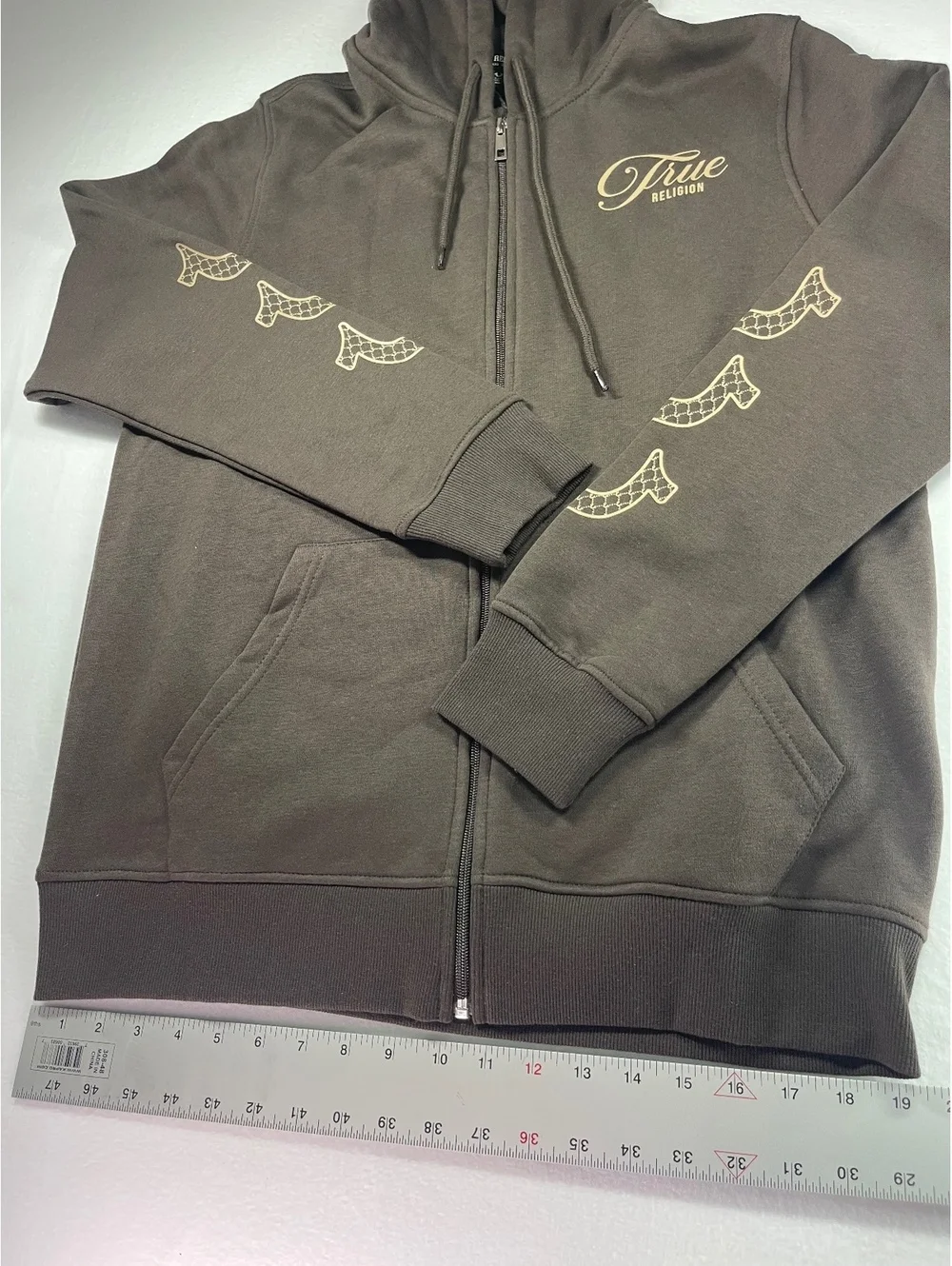 True Religion Filled HS Zip Hoodie Java Brown Large